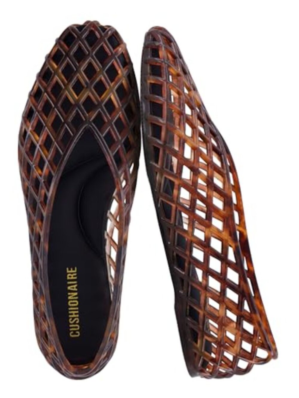 Cushionaire Siesta Lattice Ballet Flats Plastic Pointed Toe Slip On Breathable